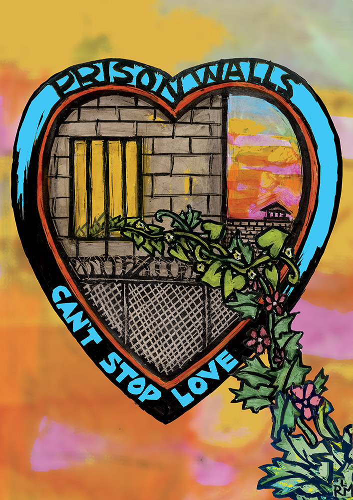 "Prison Walls Can't Stop Love" Art Poster by Ricardo Levins Morales