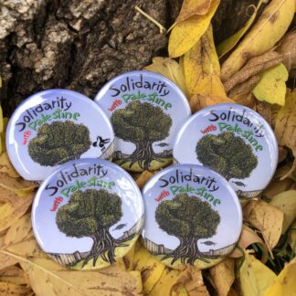 Solidarity with Palestine olive tree fist pin buttons - RLM Art Studio