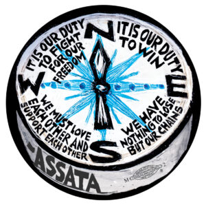 Assata's Compass: It Is Our Duty to Fight For Our Freedom. Pin button by Ricardo Levins Morales Art Studio