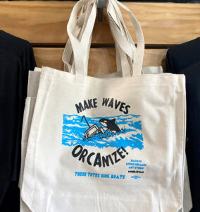 Make Waves - Orca-Nize! Tote shoulder bag by Ricardo Levins Morales art studio