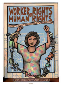 Worker Rights as Human Rights - United Association for Labor Education Poster by Ricardo Levins Morales